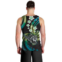 Hawaii Shaka Sign Men Tank Top Fantastic Frangipani Chartreuse Cyan LT01 - Polynesian Pride