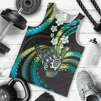 Hawaii Shaka Sign Men Tank Top Fantastic Frangipani Chartreuse Cyan LT01 - Polynesian Pride