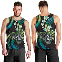 Hawaii Shaka Sign Men Tank Top Fantastic Frangipani Chartreuse Cyan LT01 - Polynesian Pride
