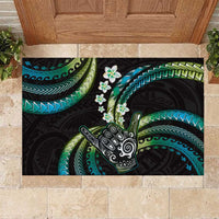 Hawaii Shaka Sign Rubber Doormat Fantastic Frangipani Chartreuse Cyan LT01 Cyan - Polynesian Pride