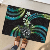 Hawaii Shaka Sign Rubber Doormat Fantastic Frangipani Chartreuse Cyan LT01 - Polynesian Pride