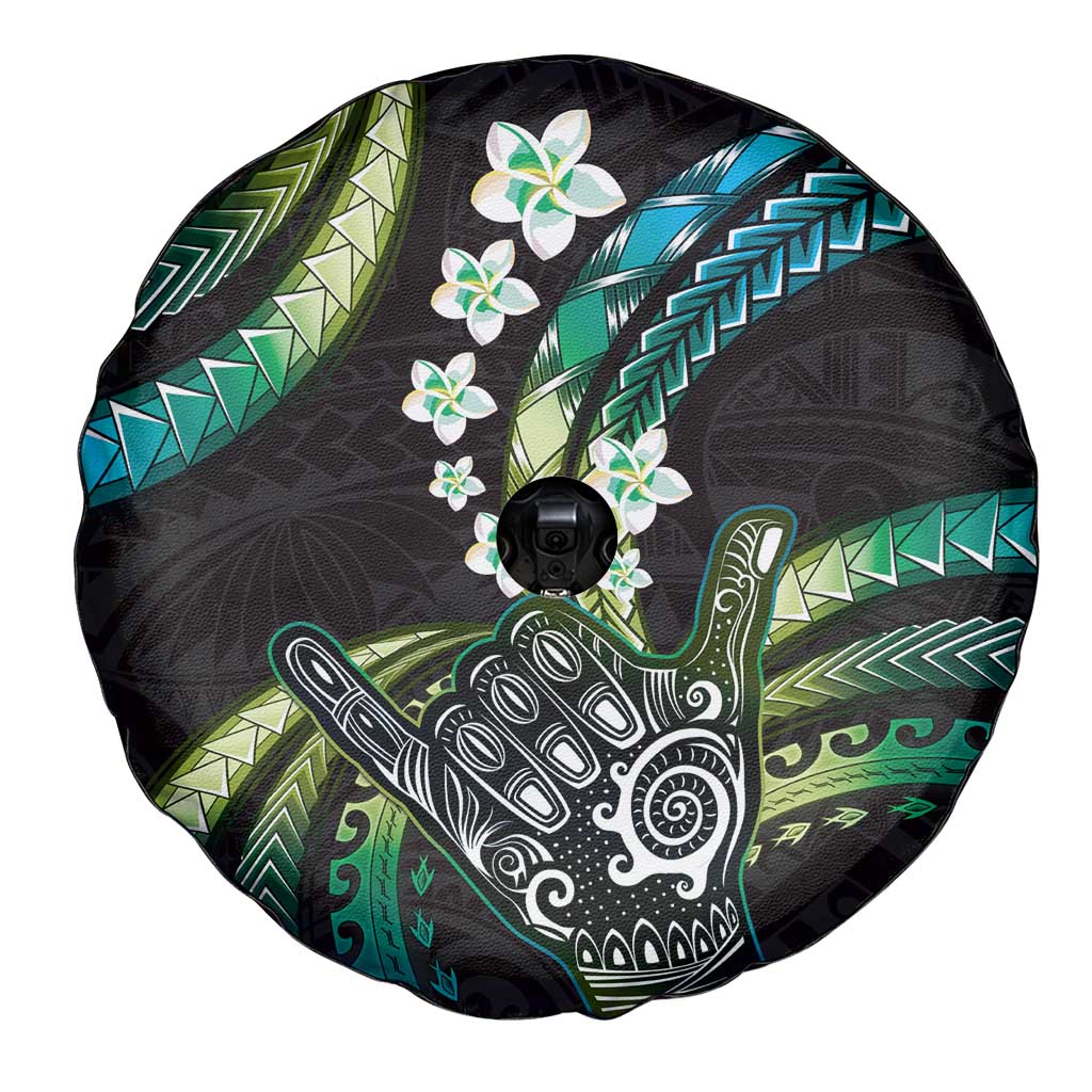 Hawaii Shaka Sign Spare Tire Cover Fantastic Frangipani Chartreuse Cyan