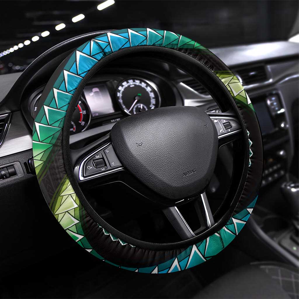 Hawaii Shaka Sign Steering Wheel Cover Fantastic Frangipani Chartreuse Cyan