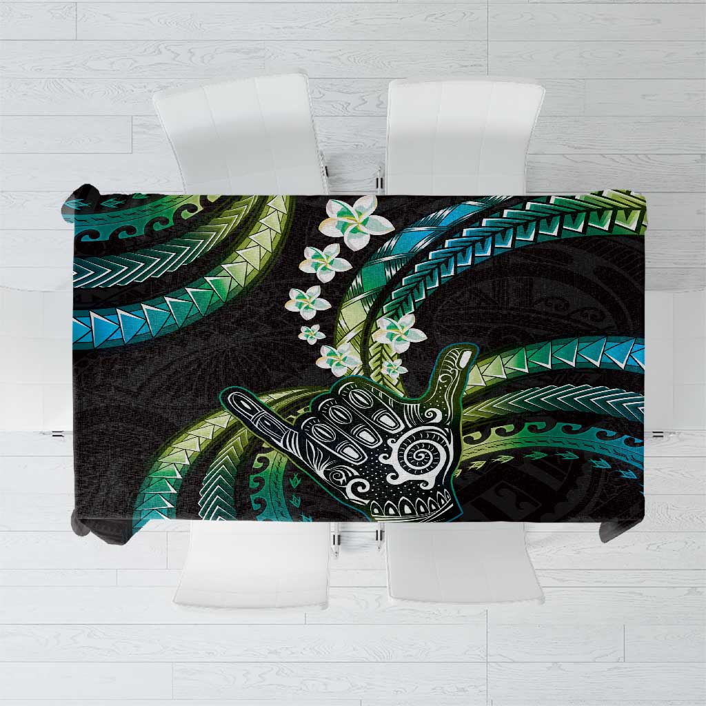 Hawaii Shaka Sign Tablecloth Fantastic Frangipani Chartreuse Cyan LT01 Cyan - Polynesian Pride