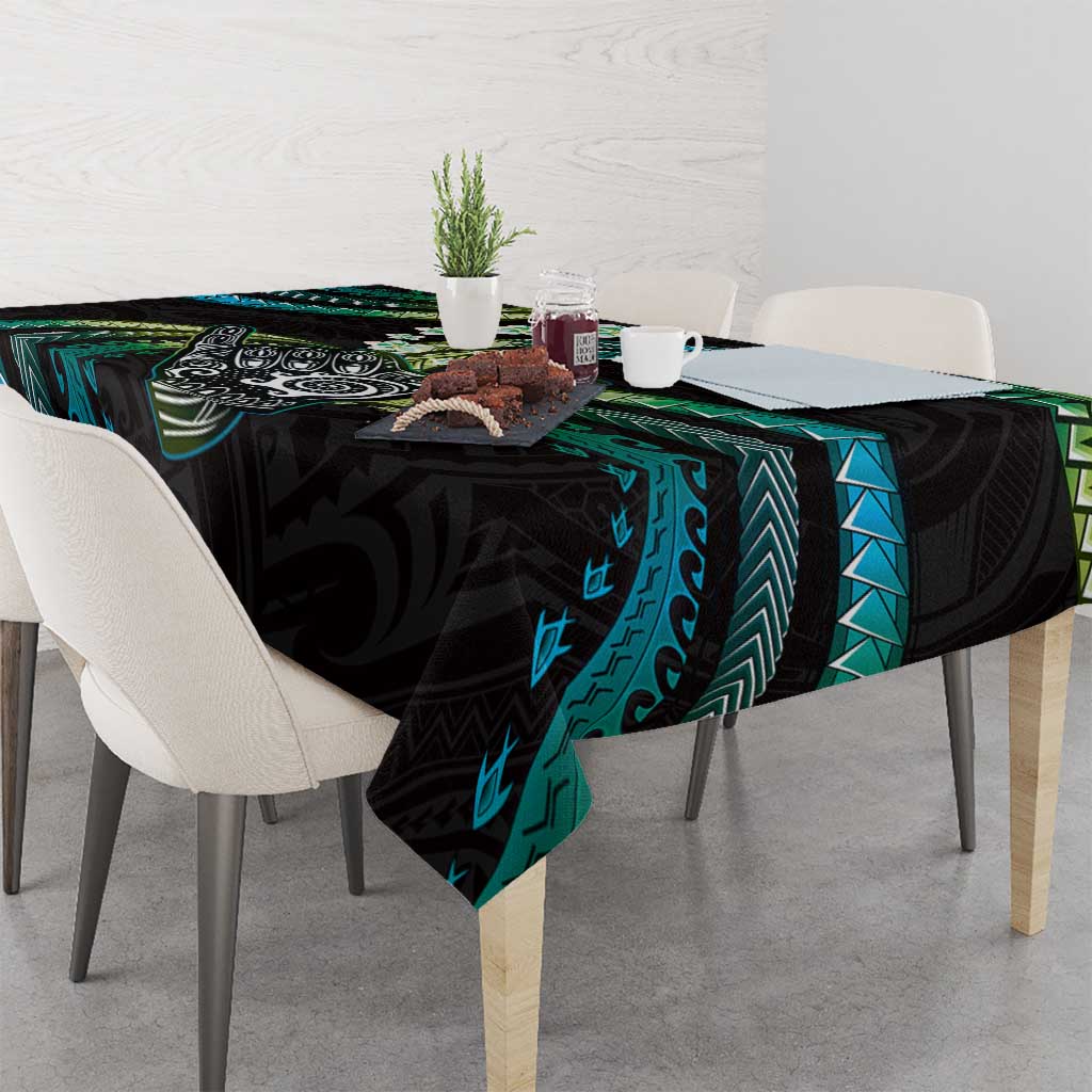 Hawaii Shaka Sign Tablecloth Fantastic Frangipani Chartreuse Cyan LT01 - Polynesian Pride