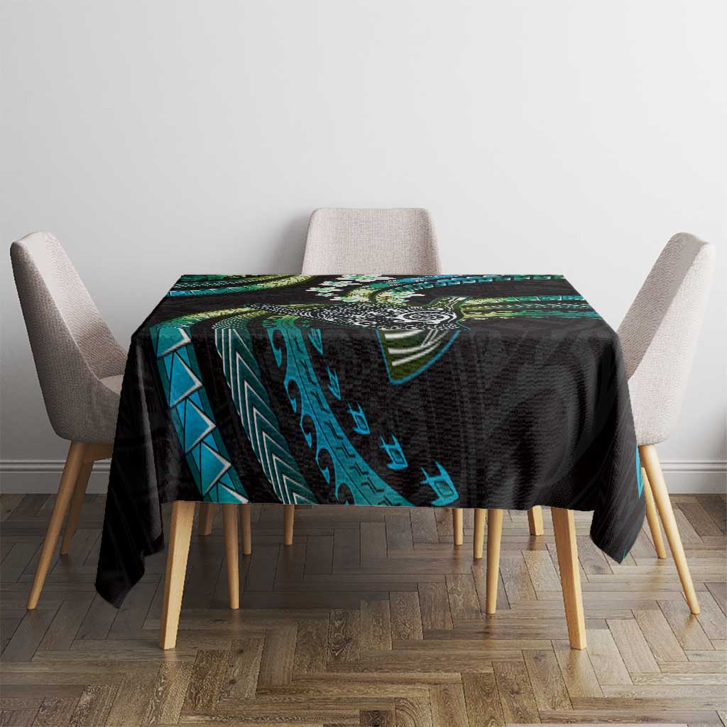 Hawaii Shaka Sign Tablecloth Fantastic Frangipani Chartreuse Cyan LT01 - Polynesian Pride