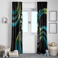 Hawaii Shaka Sign Window Curtain Fantastic Frangipani Chartreuse Cyan LT01 - Polynesian Pride