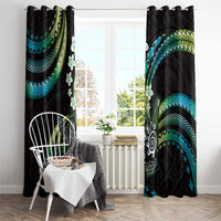 Hawaii Shaka Sign Window Curtain Fantastic Frangipani Chartreuse Cyan LT01 - Polynesian Pride