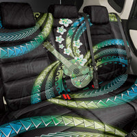 Hawaiian Ukulele Back Car Seat Cover Chartreuse Cyan Fantastic Plumeria