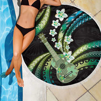 Hawaiian Ukulele Beach Blanket Chartreuse Cyan Fantastic Plumeria