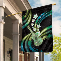 Hawaiian Ukulele Garden Flag Chartreuse Cyan Fantastic Plumeria