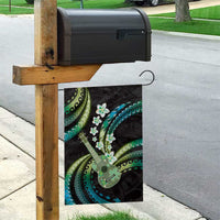 Hawaiian Ukulele Garden Flag Chartreuse Cyan Fantastic Plumeria