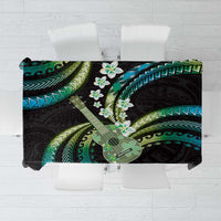 Hawaiian Ukulele Tablecloth Chartreuse Cyan Fantastic Plumeria