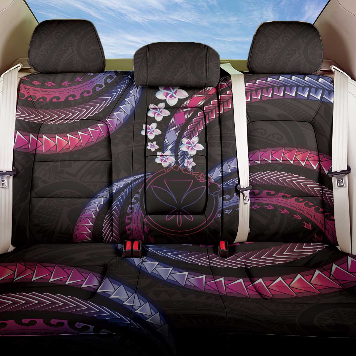 Hawaii Map Kanaka Maoli Back Car Seat Cover Fantastic Frangipani Sweet Dream