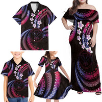 Hawaii Map Kanaka Maoli Family Matching Off Shoulder Maxi Dress and Hawaiian Shirt Fantastic Frangipani Sweet Dream