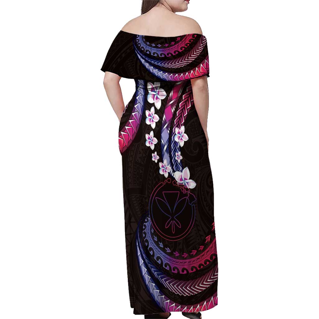Hawaii Map Kanaka Maoli Family Matching Off Shoulder Maxi Dress and Hawaiian Shirt Fantastic Frangipani Sweet Dream