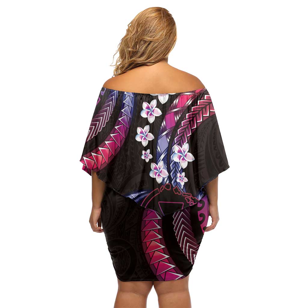 Hawaii Map Kanaka Maoli Family Matching Off Shoulder Short Dress and Hawaiian Shirt Fantastic Frangipani Sweet Dream