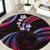 Hawaii Map Kanaka Maoli Round Carpet Fantastic Frangipani Sweet Dream