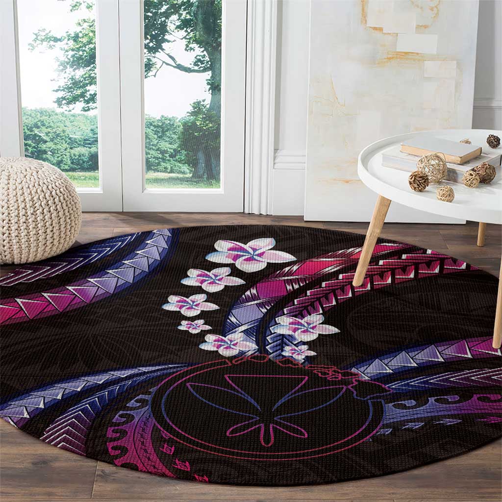 Hawaii Map Kanaka Maoli Round Carpet Fantastic Frangipani Sweet Dream