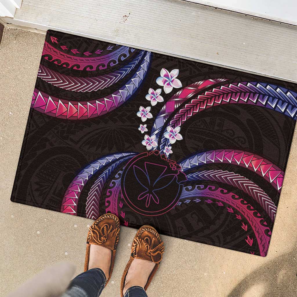 Hawaii Map Kanaka Maoli Rubber Doormat Fantastic Frangipani Sweet Dream