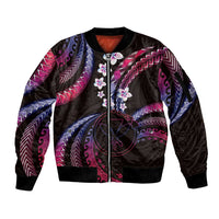 Hawaii Map Kanaka Maoli Sleeve Zip Bomber Jacket Fantastic Frangipani Sweet Dream