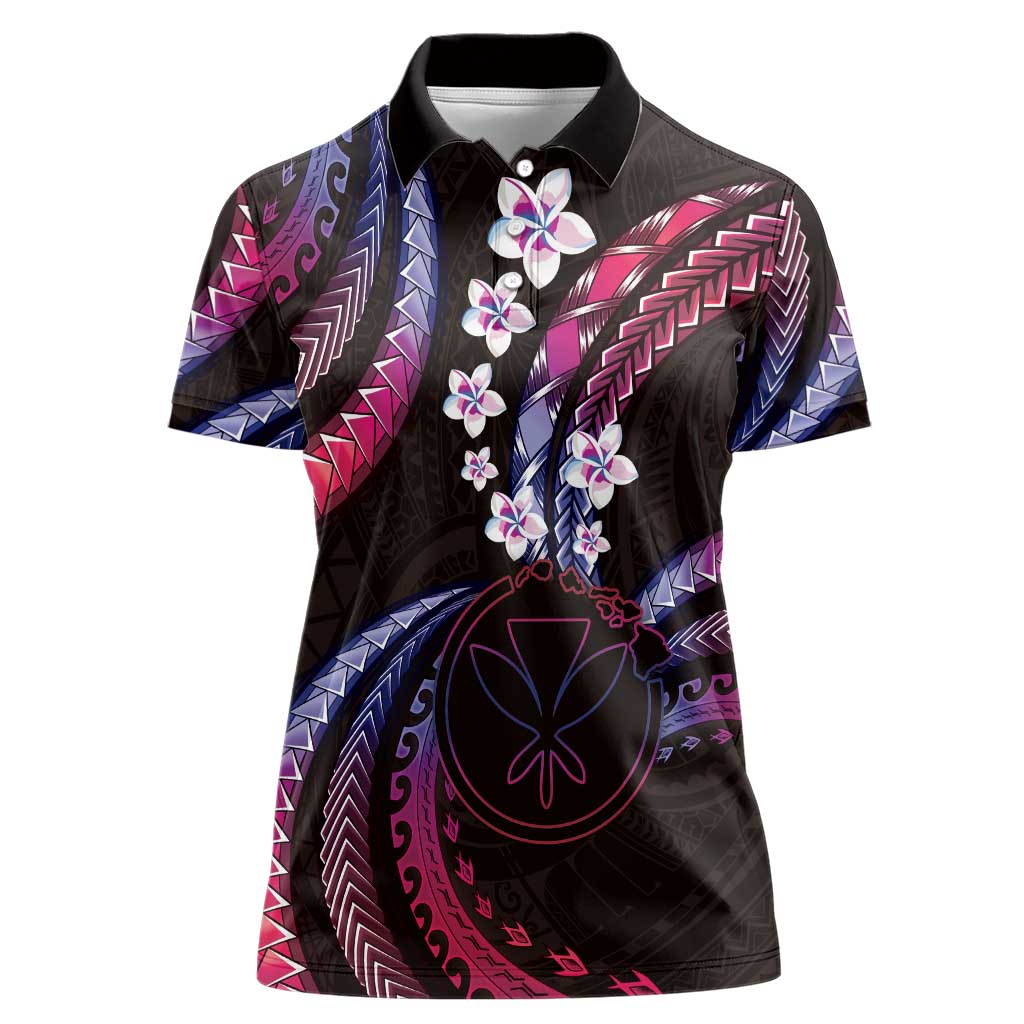 Hawaii Map Kanaka Maoli Women Polo Shirt Fantastic Frangipani Sweet Dream