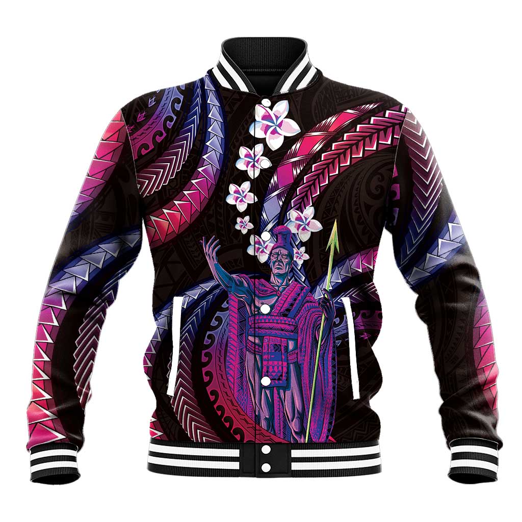 Hawaii King Kamehameha Baseball Jacket Fantastic Plumeria Sweet Vibes