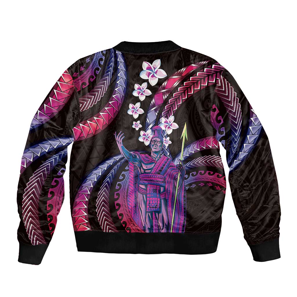 Hawaii King Kamehameha Bomber Jacket Fantastic Plumeria Sweet Vibes