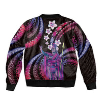 Hawaii King Kamehameha Bomber Jacket Fantastic Plumeria Sweet Vibes
