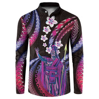 Hawaii King Kamehameha Button Sweatshirt Fantastic Plumeria Sweet Vibes