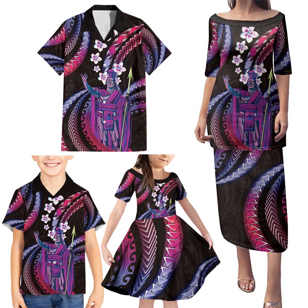 Hawaii King Kamehameha Family Matching Puletasi and Hawaiian Shirt Fantastic Plumeria Sweet Vibes
