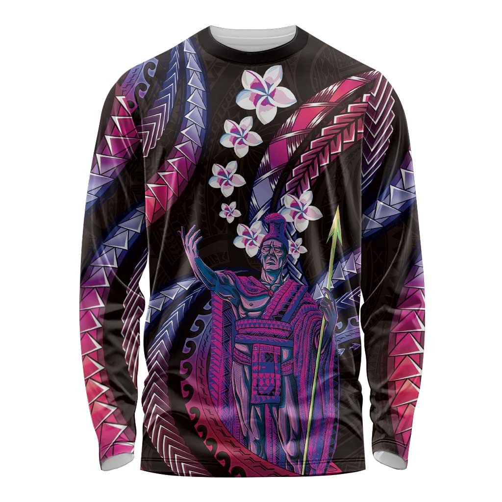 Hawaii King Kamehameha Long Sleeve Shirt Fantastic Plumeria Sweet Vibes