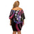 Hawaii King Kamehameha Off Shoulder Short Dress Fantastic Plumeria Sweet Vibes