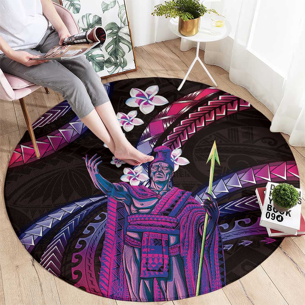 Hawaii King Kamehameha Round Carpet Fantastic Plumeria Sweet Vibes
