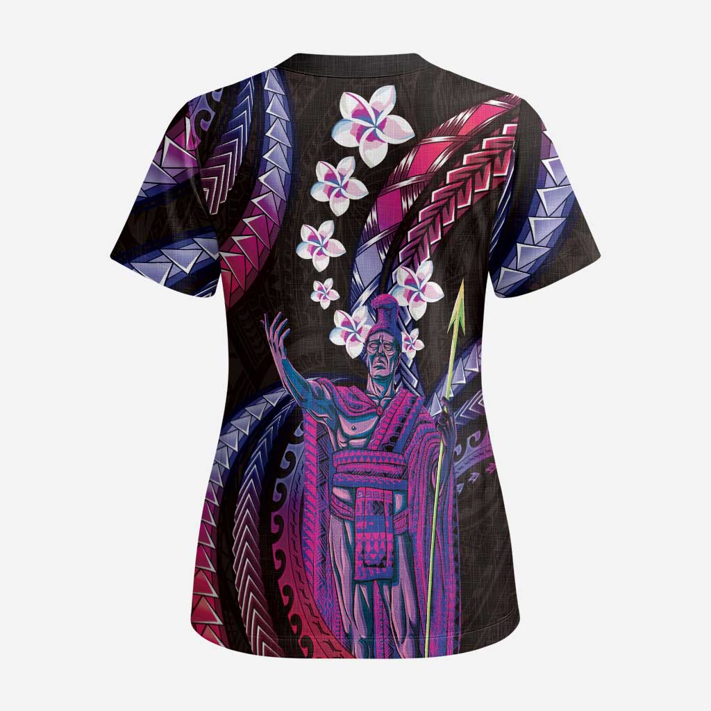 Hawaii King Kamehameha Scrub Top Fantastic Plumeria Sweet Vibes - Polynesian Pride