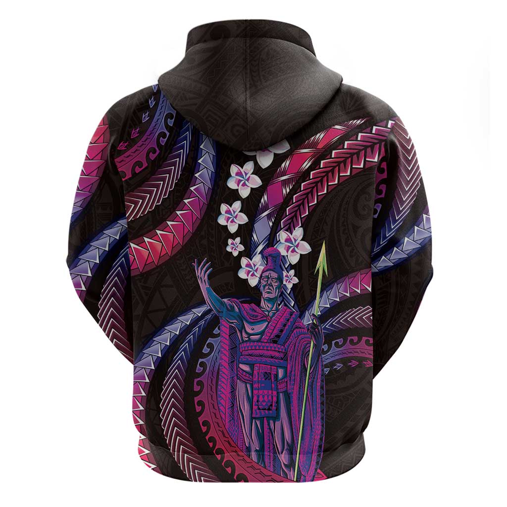 Hawaii King Kamehameha Zip Hoodie Fantastic Plumeria Sweet Vibes