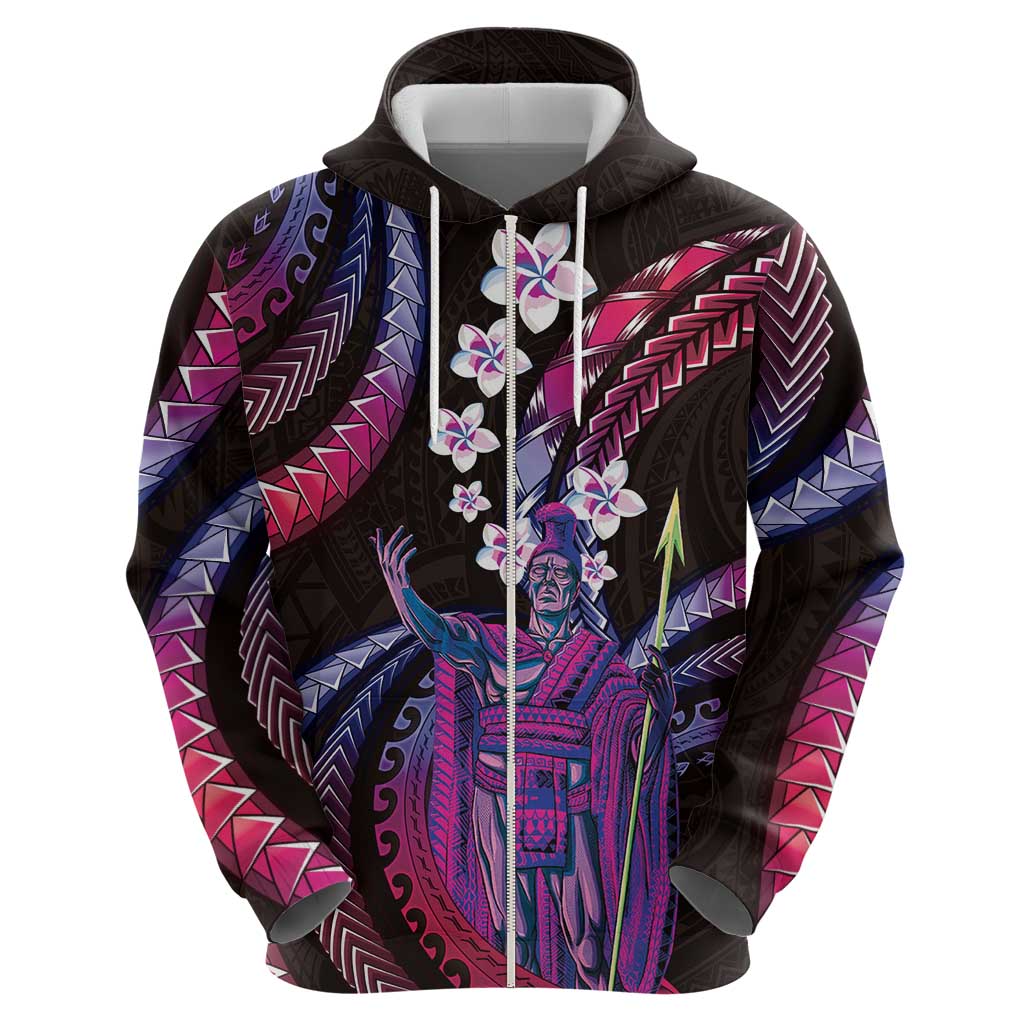 Hawaii King Kamehameha Zip Hoodie Fantastic Plumeria Sweet Vibes