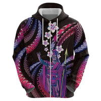 Hawaii King Kamehameha Zip Hoodie Fantastic Plumeria Sweet Vibes