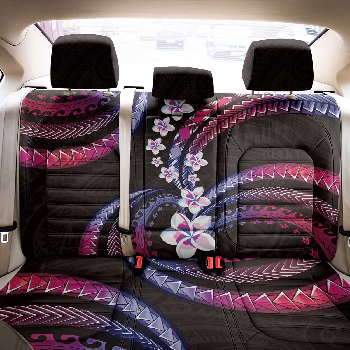 Hawaii Plumeria Back Car Seat Cover Sweet Gradient Polynesian Pattern
