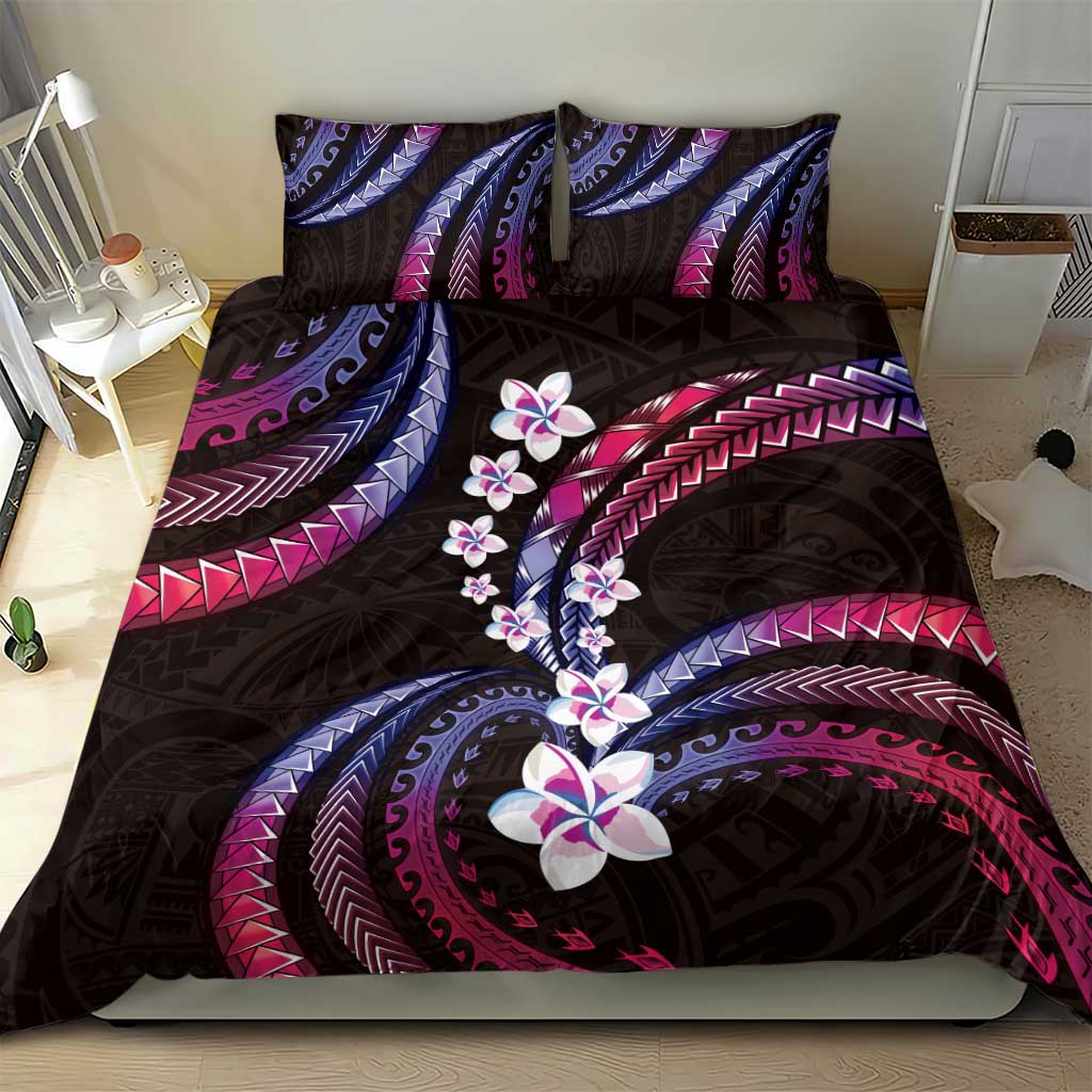 Hawaii Plumeria Bedding Set Sweet Gradient Polynesian Pattern