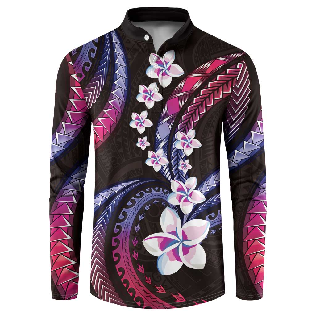 Hawaii Plumeria Button Sweatshirt Sweet Gradient Polynesian Pattern LT01 Pink - Polynesian Pride