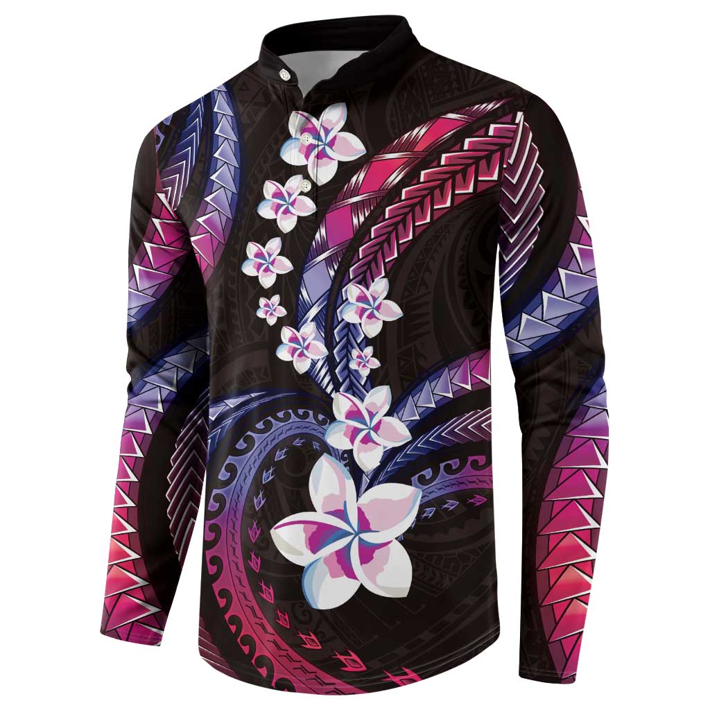 Hawaii Plumeria Button Sweatshirt Sweet Gradient Polynesian Pattern LT01 - Polynesian Pride