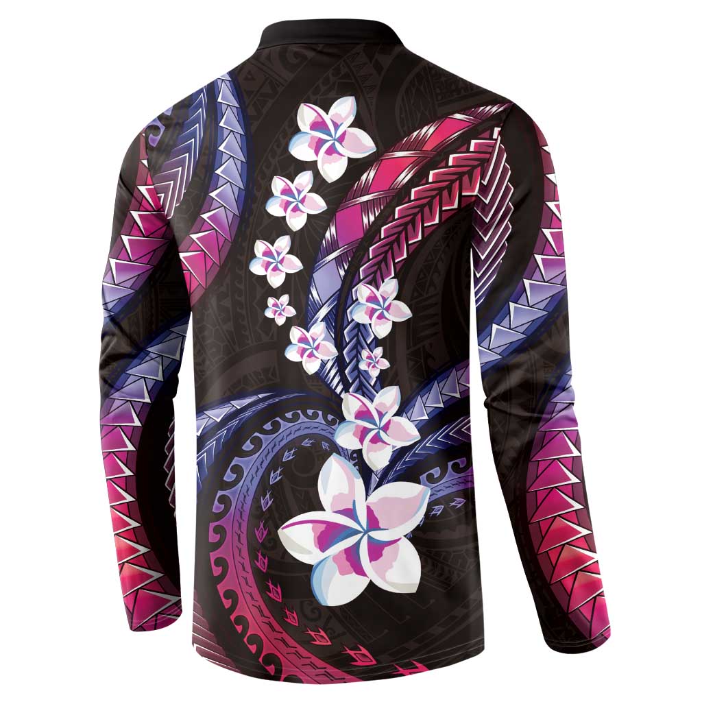 Hawaii Plumeria Button Sweatshirt Sweet Gradient Polynesian Pattern LT01 - Polynesian Pride