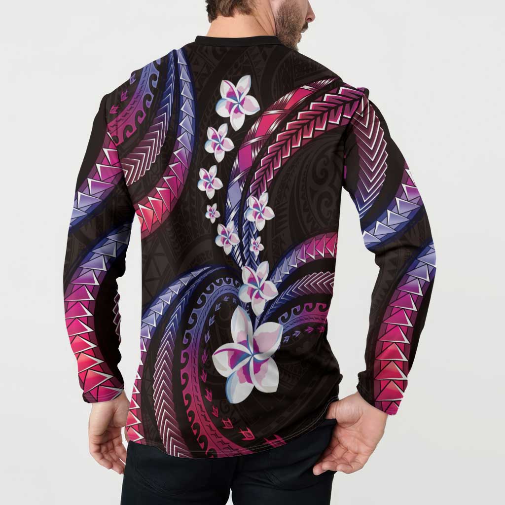 Hawaii Plumeria Button Sweatshirt Sweet Gradient Polynesian Pattern LT01 - Polynesian Pride
