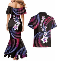 Hawaii Plumeria Couples Matching Mermaid Dress and Hawaiian Shirt Sweet Gradient Polynesian Pattern LT01 - Polynesian Pride