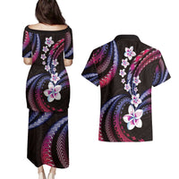 Hawaii Plumeria Couples Matching Puletasi and Hawaiian Shirt Sweet Gradient Polynesian Pattern LT01 - Polynesian Pride