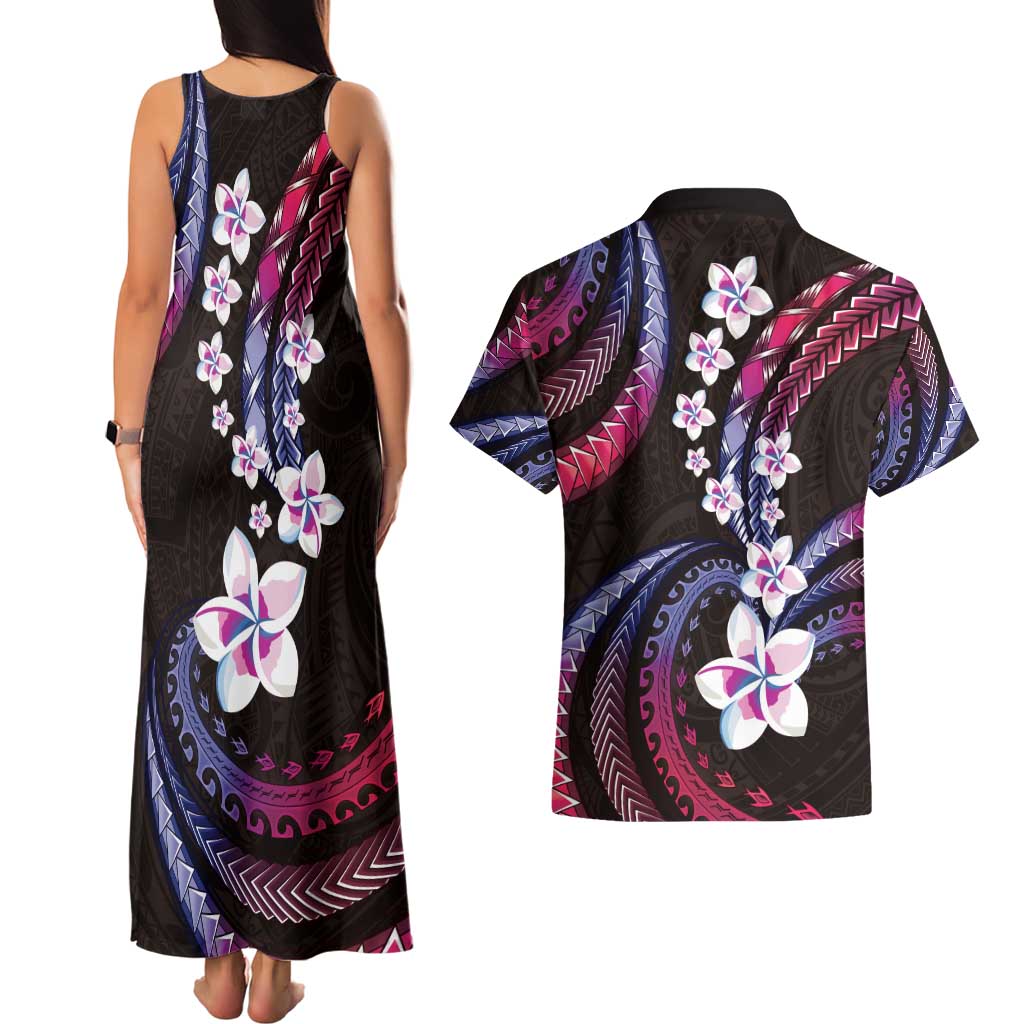 Hawaii Plumeria Couples Matching Tank Maxi Dress and Hawaiian Shirt Sweet Gradient Polynesian Pattern LT01 - Polynesian Pride