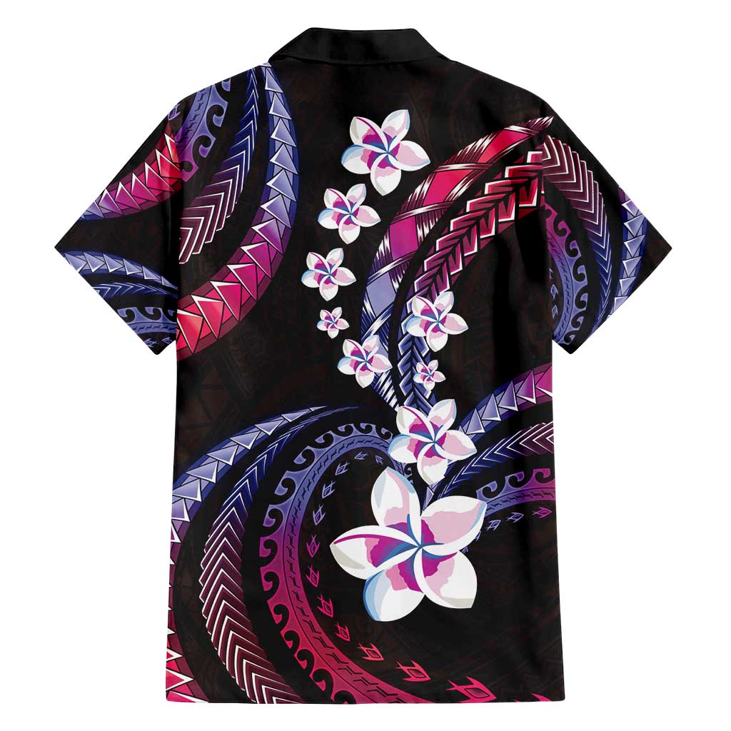 Hawaii Plumeria Family Matching Off Shoulder Short Dress and Hawaiian Shirt Sweet Gradient Polynesian Pattern