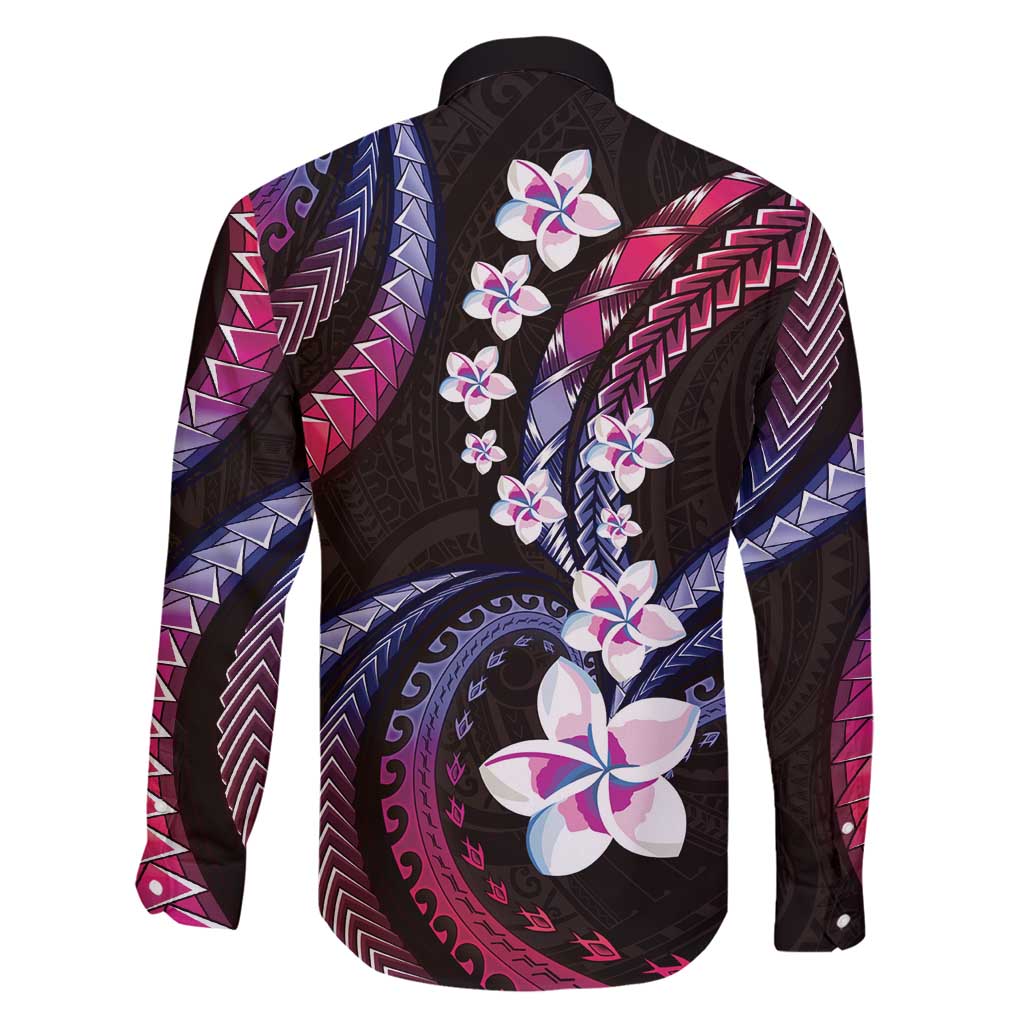 Hawaii Plumeria Family Matching Puletasi and Hawaiian Shirt Sweet Gradient Polynesian Pattern
