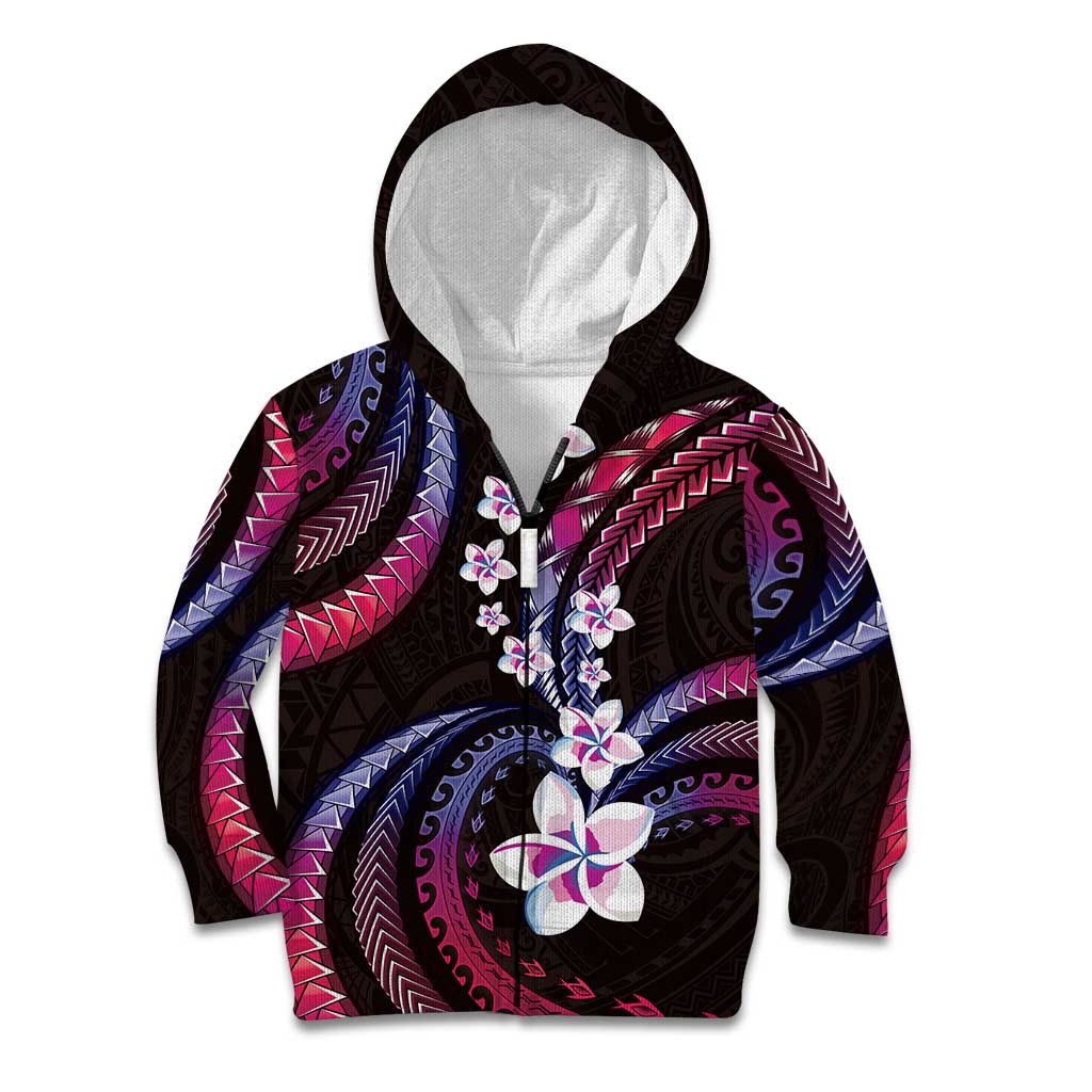Hawaii Plumeria Kid Hoodie Sweet Gradient Polynesian Pattern